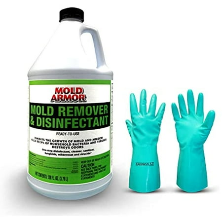 Mold and Mildew Stain Remover and Odor Eliminator 1 Gallon - Mold Armor - with Centaurus AZ Gloves