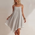 thumbnail image 4 of Yteetum Women's Summer Dreeses Sleeveless Square Neck Lace Trim Spaghetti Strap Camisole Mini Dress Casual Solid Loose Lightweight Comfy Travel Vacation Dresses, 4 of 7
