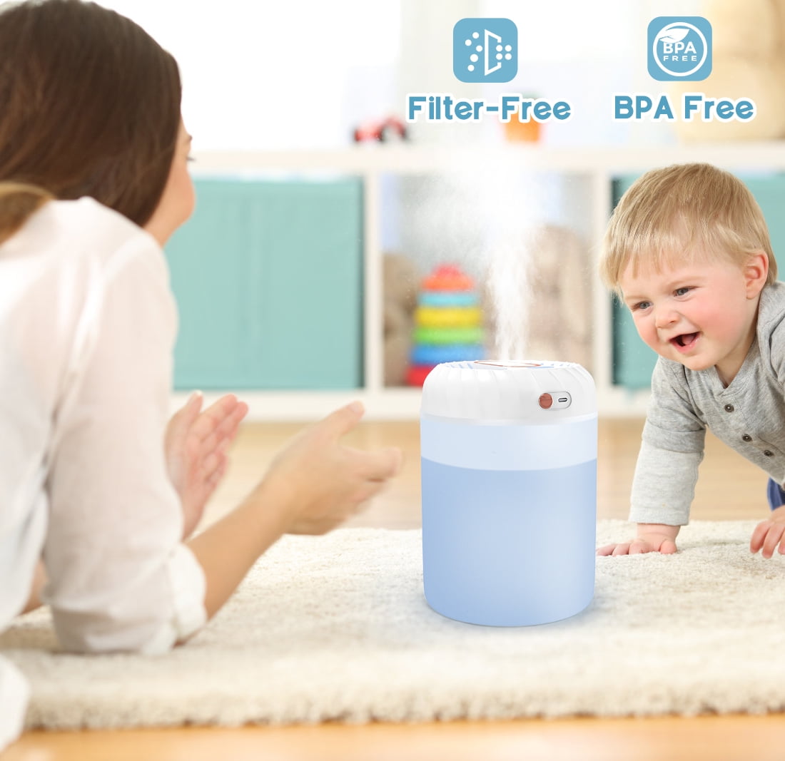 RAPOBRIX 3L Cool Mist Humidifier with 7 Cycling Colors - Top Fill for Room & Home