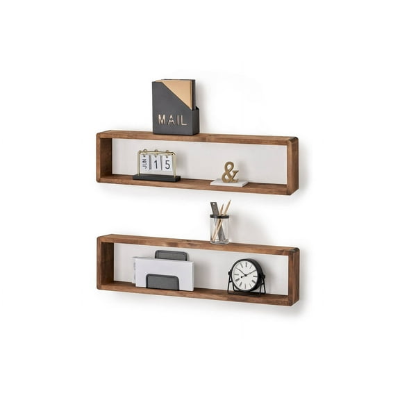 DRAKESTONE Stackable Floating Box Shelf, 2-Pack - Walnut