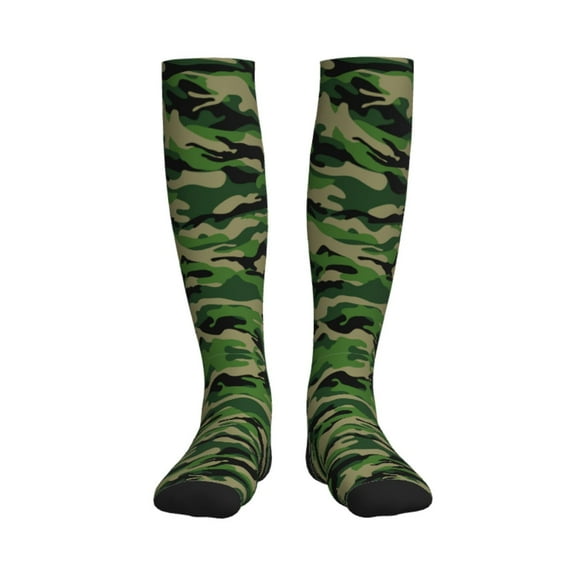 Green Camouflage Compression Socks for Women Men Circulation Graduated Supports Socks for Running Athletic Sports