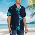thumbnail image 5 of Easygdp Blue Marble And Gold Men'S Summer Casual Short Sleeve,Short Sleeve Button-Down Shirt, Lapel Loose Breathable Hawaiian Short Sleeve - Small, 5 of 9
