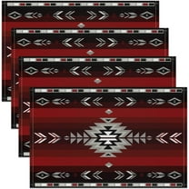 18"x12" Southwest Native Design Placemats Set of 4 Girls Southwestern Geometric Table Place Mats,Tribal Placemat for Kitchen Dining Table Decor Indoor Outdoor Red Grey