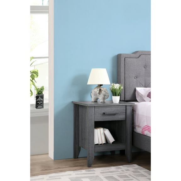 Glory Furniture Lennox 1 Drawer Nightstand in Gray