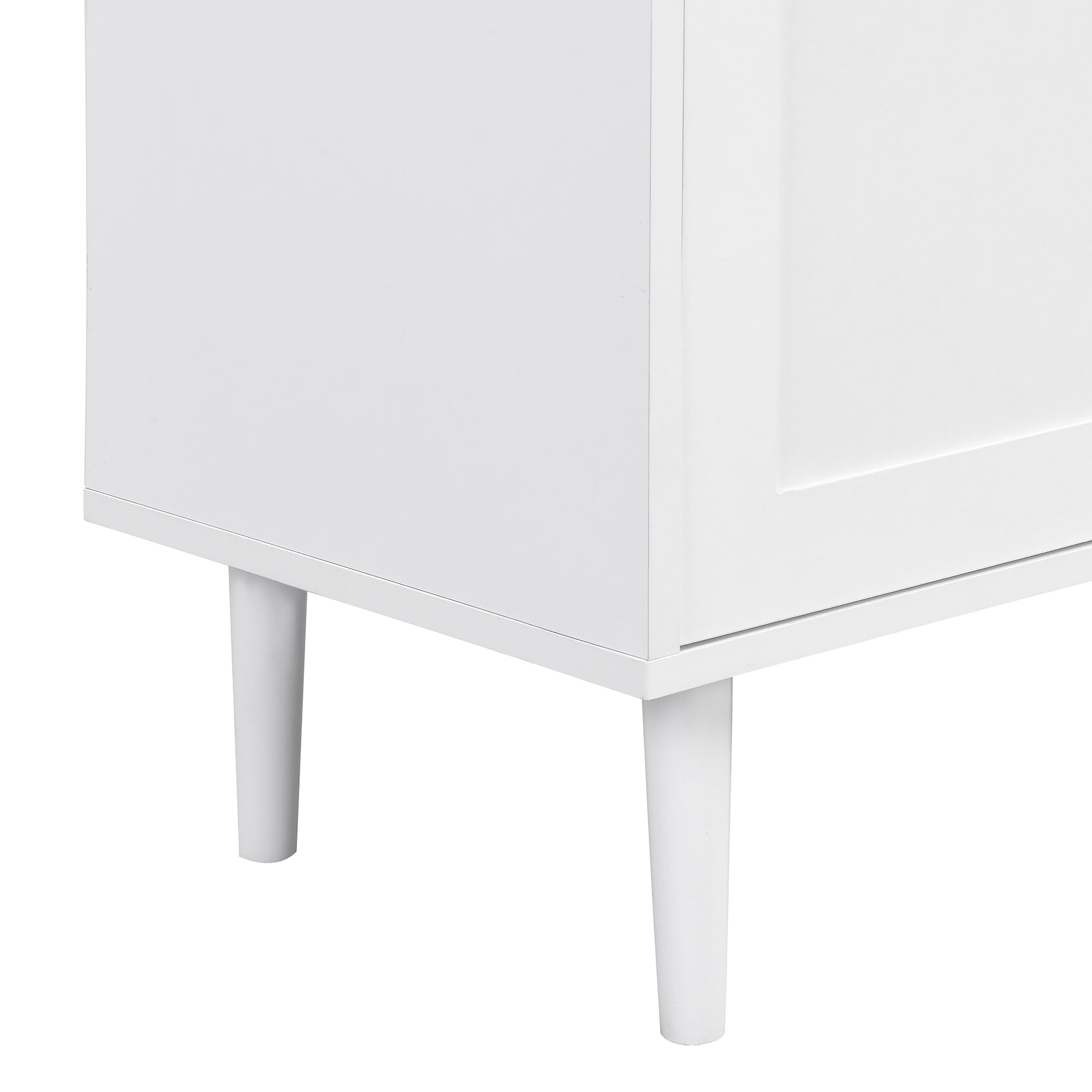 MAYEERTY Elegant Shoe Cabinet with Arched Doors and Drawer, Cream Style Storage Sideboard with Adjustable Shelves and Solid Wood Legs for Entryway, Living Room, White