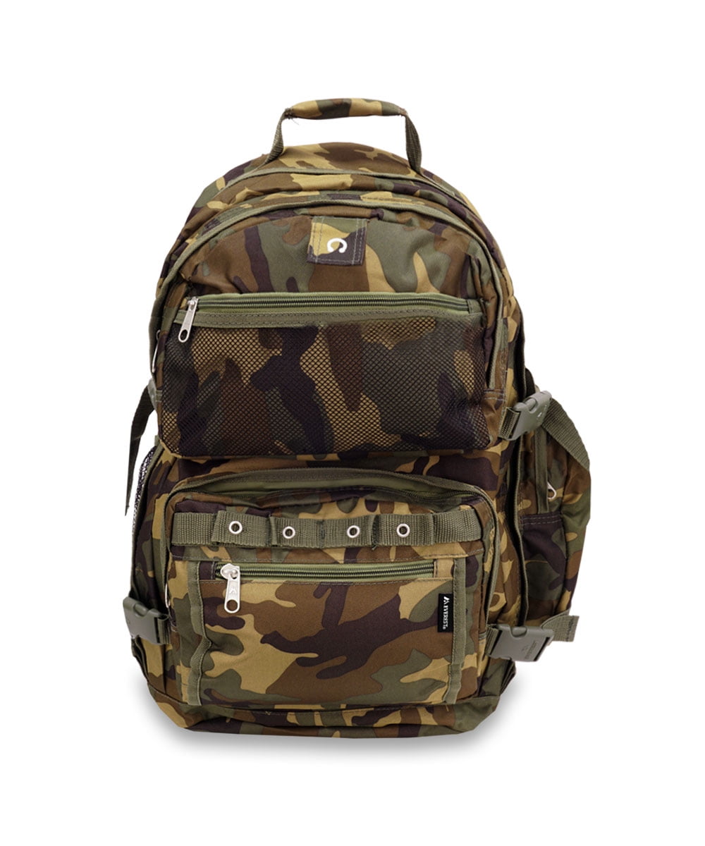 Camo Backpack - Camouflage School Bookbag with Mesh Pockets for