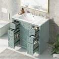 thumbnail image 2 of Bathroom Cabinet, 36 Inch Bathroom Vanity With 6 Drawers, Ceramic Sink, Solid Wood Frame, Adjustable Shelf, Waterproof Modern Freestanding Bathroom Vanity Cabinet, 2 of 9