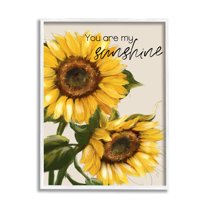 Stupell Industries You Are My Sunshine Vivid Sunflower Blossoms Graphic Art White Framed Art Print Wall Art, Design by Conrad Knutsen