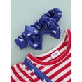 thumbnail image 4 of Hirigin 4th of July Baby Girl Outfits 3 6 9 12 18 Months Stripe Star Print Ruffle Romper Headbands Set Infant Fourth of July Clothes, 4 of 7