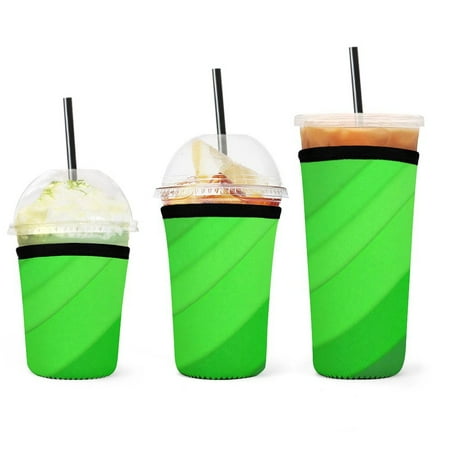 

Set of 3 Packs Reusable Hot And Iced Coffee Cup Sleeve Neoprene Tumbler Sleeve Green Texture Background(16 24 32oz)
