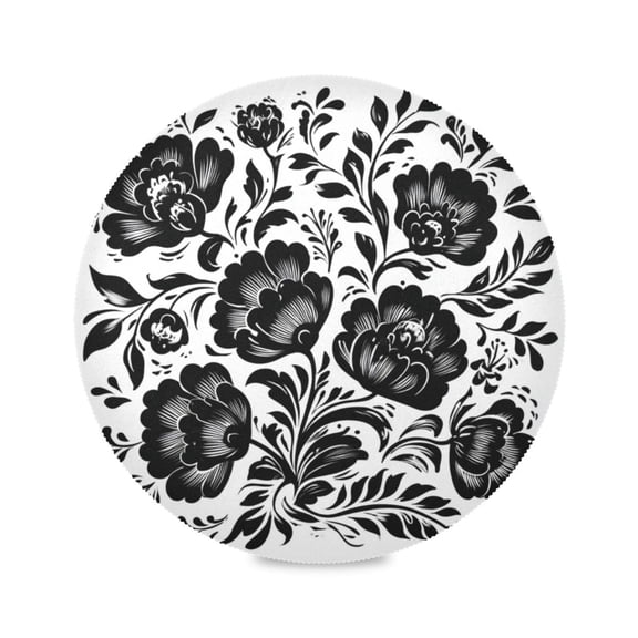 Round Placemat Heat Resistant & Wrinkle-Free Dining Table Decor Placemat For Home & Weddings Flower Pattern