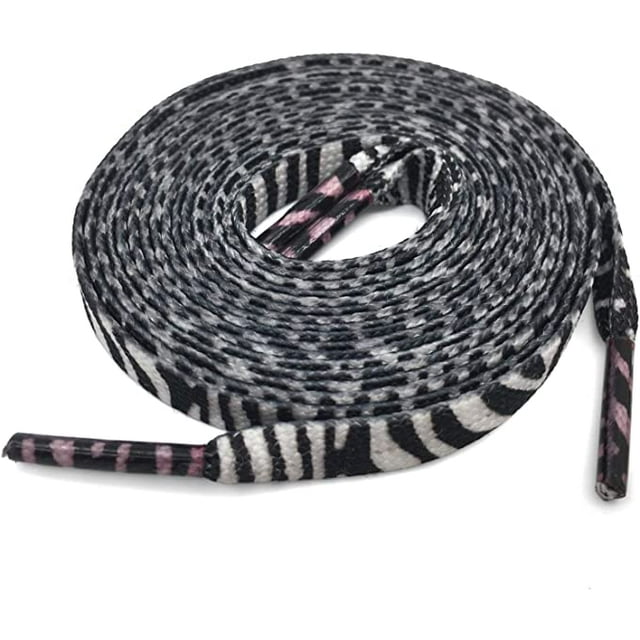Cordones de zapatos coloridos planos Cordón de zapato de arco iris degradado Cordón de zapato 2 pares, Rayas de cebra, 55 pulgadas (140 cm) Sincero Hogar