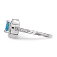 thumbnail image 3 of Bague Carrée en Argent Sterling 925 Rhodié Bleu Opale Zircon Cubique, 3 of 4