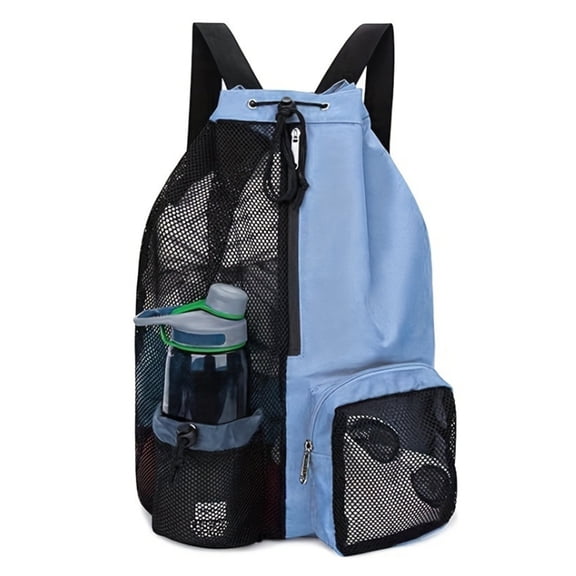 Outdoor beach backpack, swimming bag, mesh perforated drawstring backpack with wet bag, gym yoga exercise storage bag, 1 set