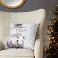 thumbnail image 2 of Violet Linen Christmas Snowed Man, Polyester, Super soft feel faux suede fabric, digital print, Snowman with Grey Hat Design, 18 Inch by 18 Inch, Decorative Throw Pillow Cover, 2 of 5