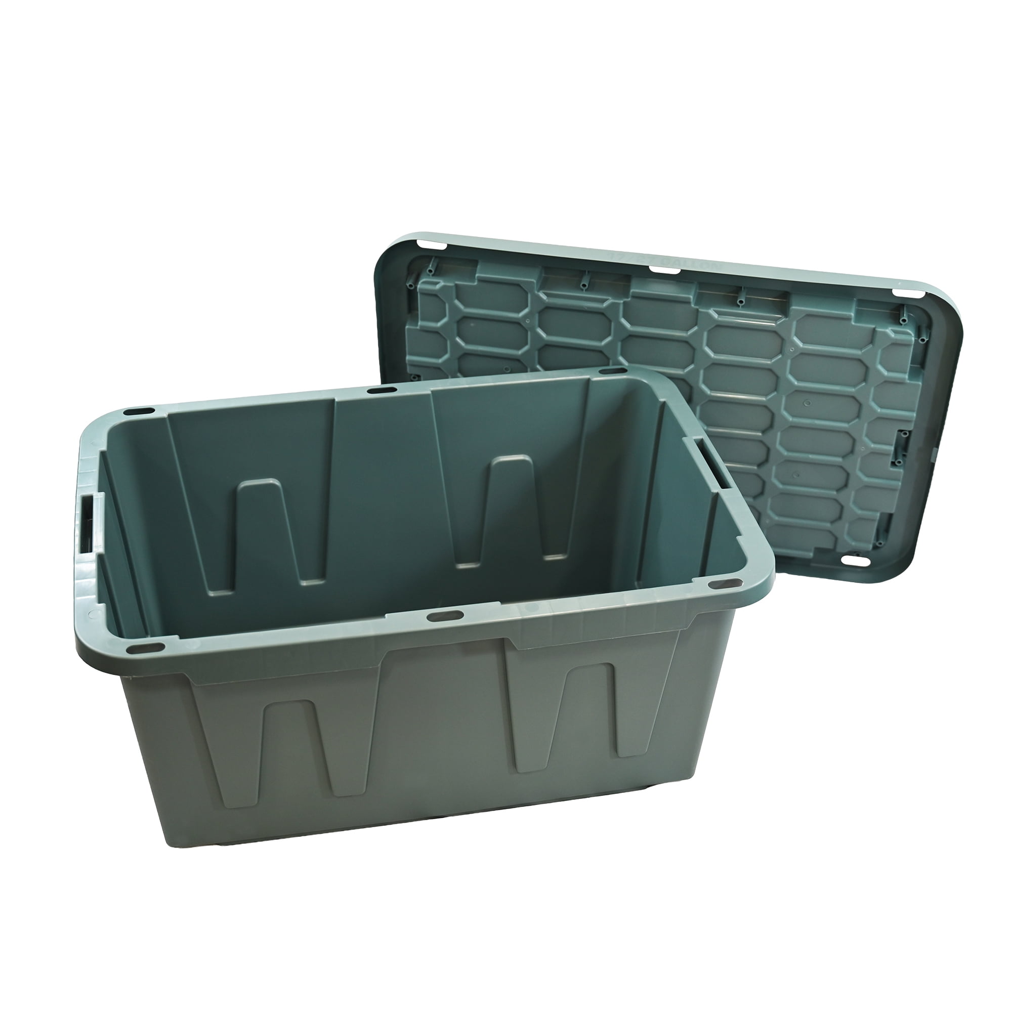 Sort & Style 27 Gallon Large Storage Bin with Snap Lid, Sage Leaf Green, 4 Pack, Heavy Duty Plastic Storage Container