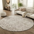 thumbnail image 5 of SIXHOME Boho Round Rugs for Living Room Washable Rugs 5Ft Circle Soft Modern Geometric Neutral Carpet Indoor Rug for Bedroom Dining Room Office Foldable Nonslip Round Rug Dark Brown, 5 of 5