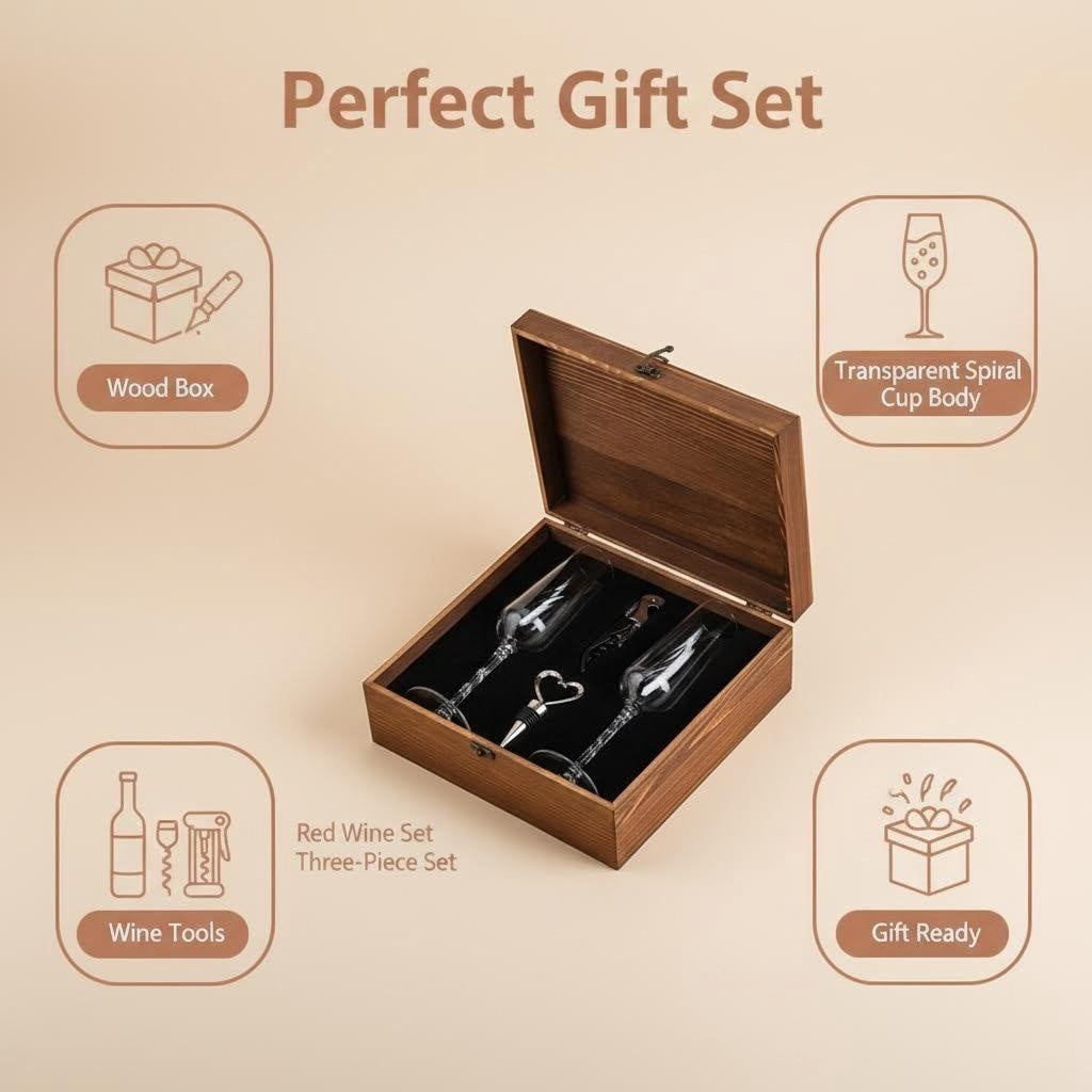Champagne Flutes Gift Set of 2 with Rustic Wooden Keepsake Box - 8oz Crystal Toasting Glasses, Heart-Shaped Stopper & Corkscrew - Luxury Wedding, Anniversary & Engagement Gifts for Couples