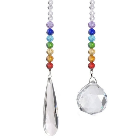 

2pcs Crystal Glass Ball Prism for Chandelier Garden Window Rainbow Maker Chakra Hanging Decoration