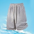 thumbnail image 2 of CONZONE Men'S Baggy Shorts Elastic Waist Drawstring Summer Shorts For Men Casual Plaid Lightweight Shorts With Pockets, 2 of 4