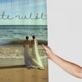 thumbnail image 3 of Orinice  Wedding Shower Curtain, Just Married Written on Sandy Beach Ocean Waves Romantic Photo Celebration, Cloth Fabric Bathroom Decor Set with Hooks,  White, 3 of 7