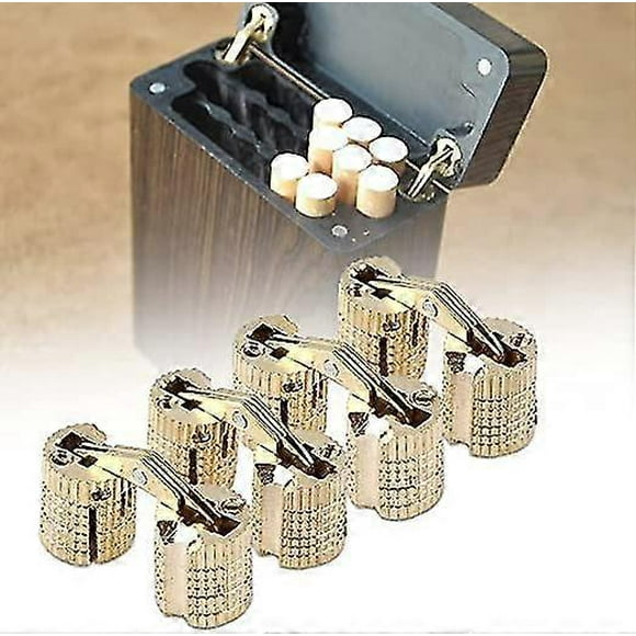 4-piece 16mm Concealed Furniture Hinge Brass Concealed Hinge, Barrel Shaped Hinge