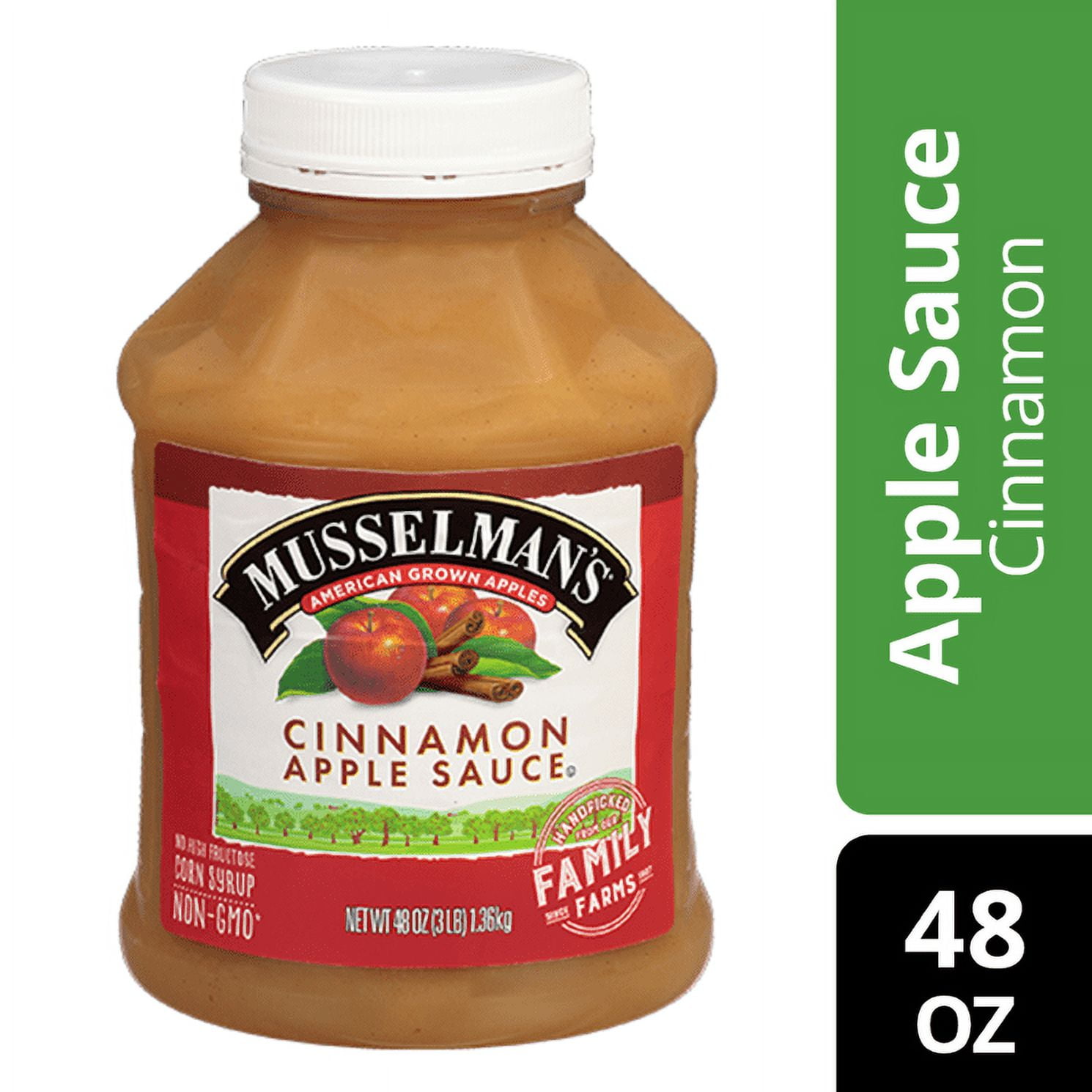 (3 pack) Musselman's Applesauce, Cinnamon, 48oz Jar