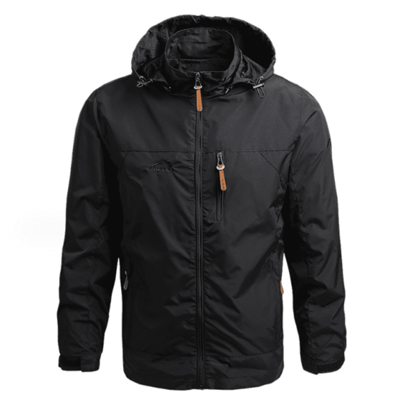 Sun Will Men's Hooded Waterproof Jacket Lightweight Windbreaker Outdoor Zip Up Coats Black S-5XL