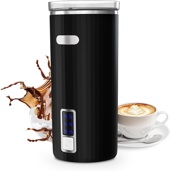 WAA Compact Slim Milk Frother 400W 5 Modes,Cold/Hot Foam,Plant Milk,Stainless Steel Inner,120ml/250ml,Upgraded BLACK,AC120V