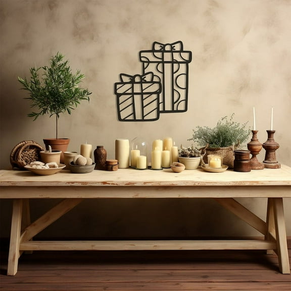 LaModaHome Weatherproof Metal Wall Art, Wall Decor for Home and Outdoor, Stylish Wall Hangings, Christmas Gift for Home Decor, Gift Box Set Wall ArtHome Decoration Gift -7.9"x7.9"/20x20cm