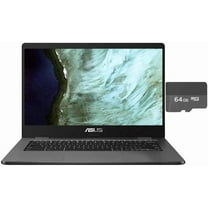 ASUS 14.0" HD (1366 x 768) Anti-glare Display Chromebook | Intel Celeron N3350 | Integrated Graphics | Webcam| Grey | 4GB RAM | 32GB SSD | Chrome OS | Bundle with 64GB SD card