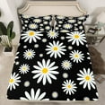 thumbnail image 2 of jejeloiu Kawaii Flowers Blossom Twin Sheet Sets,Cartoon Floral Twin Fitted Sheet,White Cute Daisy Flat Sheet For Girls Teens,Luxury Bedroom Decor,3 Pieces, 2 of 7