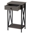 thumbnail image 5 of VECELO Set of 2 Nightstand with Drawer, Industrial Side End Table for Bedroom/Living Room/Office, X-shaped Frame Design, Hemp Gray, 5 of 9