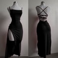 thumbnail image 2 of TaTaai Women's Summer V-Neck Sleeveless Backless Tie Slit Long Dress Solid Casual Midi Dress for Daily Casual and Party Occasions Gift, 2 of 7