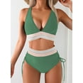 thumbnail image 2 of Women's High Waisted Bikini Sets Two Piece Tummy Control Swimsuit Color Block Bathing Suits, 2 of 9