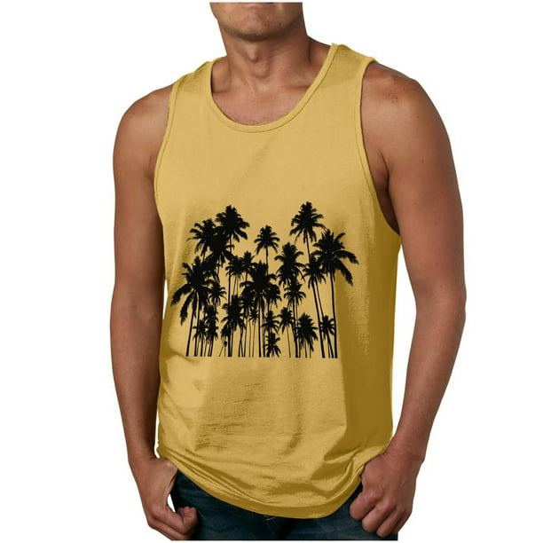 Camisetas de Tanque de los Hombres Tanque de los Hombres Incolor Gradiente de Impresión Cuello Redondo Correa Delgada Fuga Atrás Regular Casual Deportes Blusas de Tanque