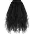 thumbnail image 5 of Women's Tulle Skirts High Low Layered Puffy Fairy Skirts Midi Length Irregular Tutu Skirt, 5 of 7