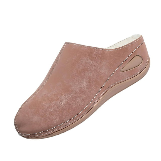 Chaussures d'Intérieur Douillettes pour Femmes Roses avec Construction Peluche et Semelle Compensée Douce