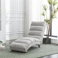 thumbnail image 2 of Linen Chaise Lounge Indoor Chair, Modern Upholstered Lounge Sofa Linen Massage Chaise Lounge, Comfortable Leisure Sofa Chair Suitable for Bedroom, Office or Living Room, Light Gray, 2 of 6