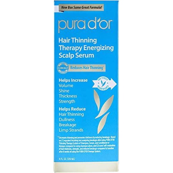 PURA D'OR Sérum Revitalisant Énergisant pour Cuir Chevelu Hair Thinning Therapy, Infusé d'Huile d'Argan, de Biotine et d'Ingrédients Naturels, pour Tous les Types de Cheveux, Hommes et Femmes, 120 ml (l'Emballage Peut Varier)
