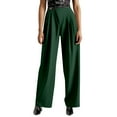 thumbnail image 1 of Pantalones anchos de cintura alta para mujer, con bolsillos, estilo informal de negocios - Pantalones de traje de pierna recta, 1 of 4