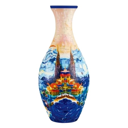 Montessori Toys 3D Blue and White Porcelain Vase Jigsaw Puzzle Unique Decorative Puzzle 160 Pieces Challenging Gift Idea for Adults