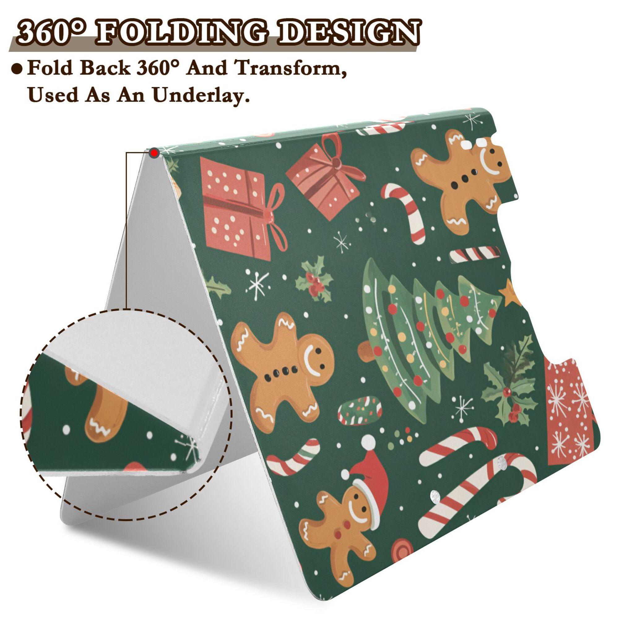 FORMRS A4 Clipboard Folder with Pen Holder Horizontal Foldable School Office Binder, Brown Christmas Gingerbread