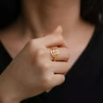 thumbnail image 4 of Buddhism Lotus Flower Rings Stainless Steel Moon Open Finger Ring Jewelry, 4 of 5