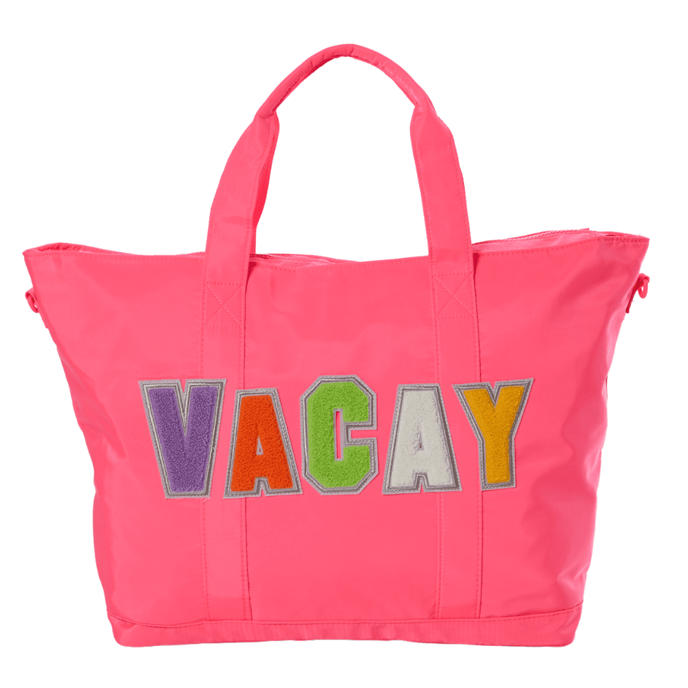 Twig and Arrow Tote Bags for Women Travel Size Nylon Vacay Beach Duffle Bag Pink 20 inch