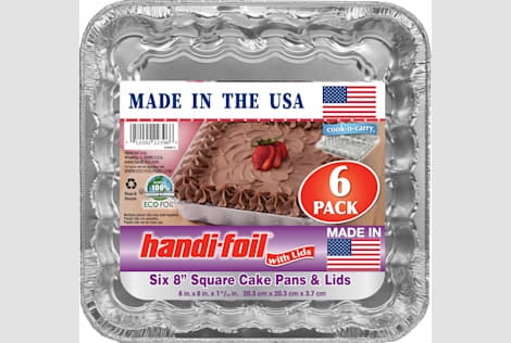 Eco-foil Cook N Carry Square Cake Pan with Lid 6CT