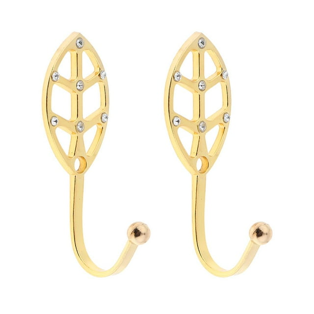 DOLITY 2 Pcs European- Crystal Alloy Curtain Wall Tieback Hooks Golden