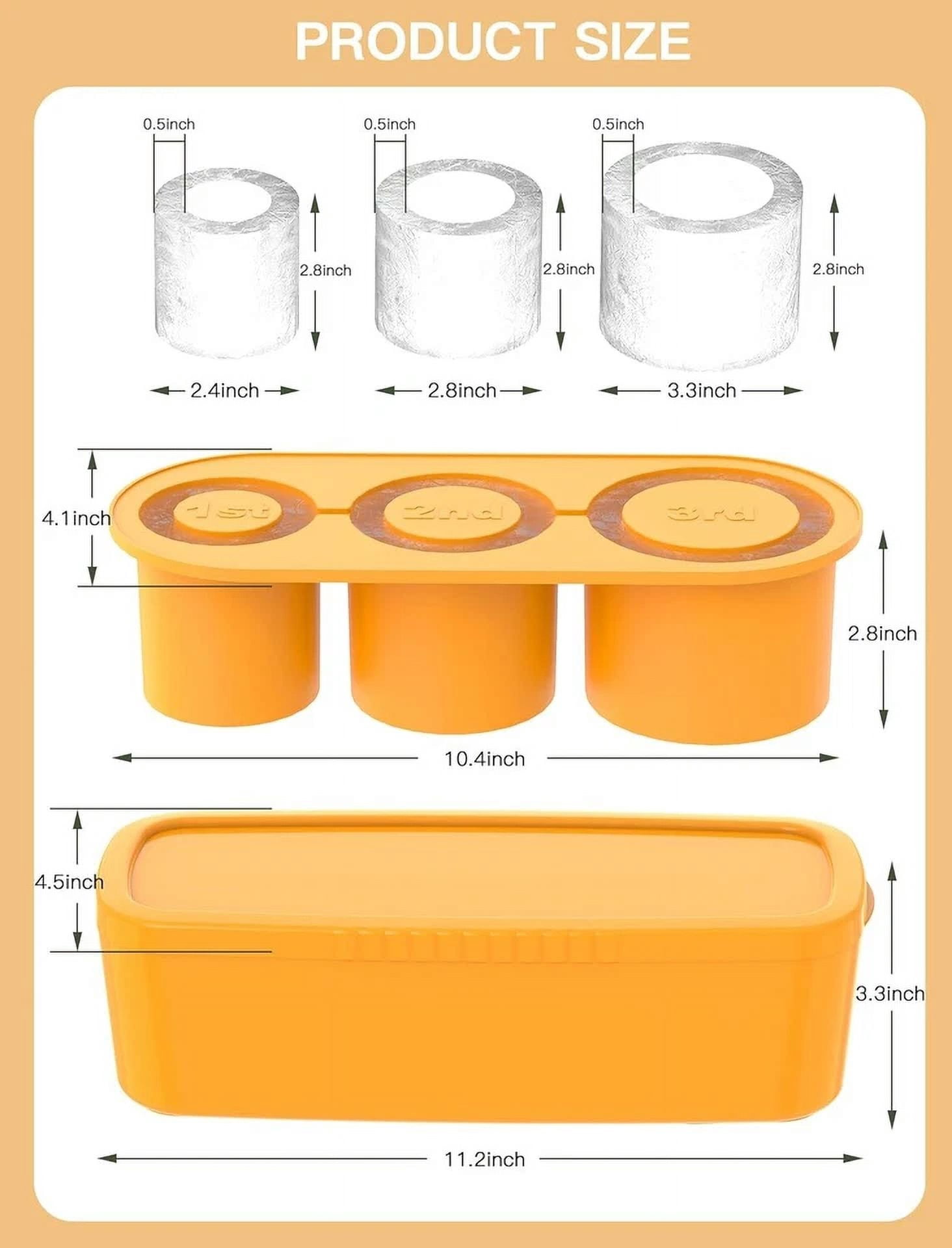 LUOLAX Ice Cube Tray for 30-40 oz Tumbler Cup, Silicone Ice Cube Molds With Lid and Bin