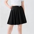thumbnail image 2 of QTBIUQ Girls Skort with Built-In Shorts Solid Color A-Line Flared Skirt High Waist Skirt for Tennis Dance Sports Active Wear, 2 of 8