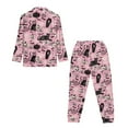 thumbnail image 5 of DISNIMO Cat Printed Women 2 Piece Pajama Set Button Down Long Sleeve Sleepwear and Wide Leg Pants with Pocket Fashion V Neck Halloween Ladies Lounge Sets, 5 of 6